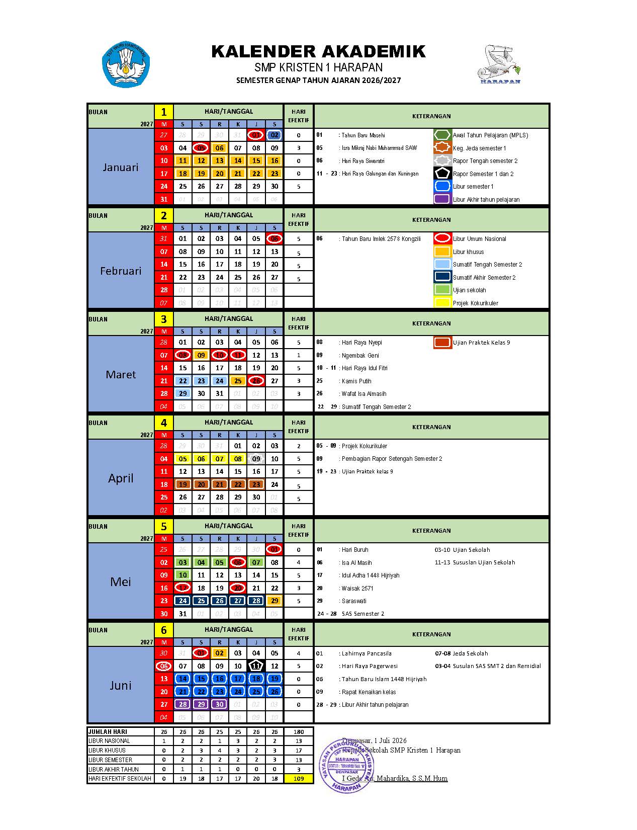 Kalender Pendidikan Ganjil 2026/2027